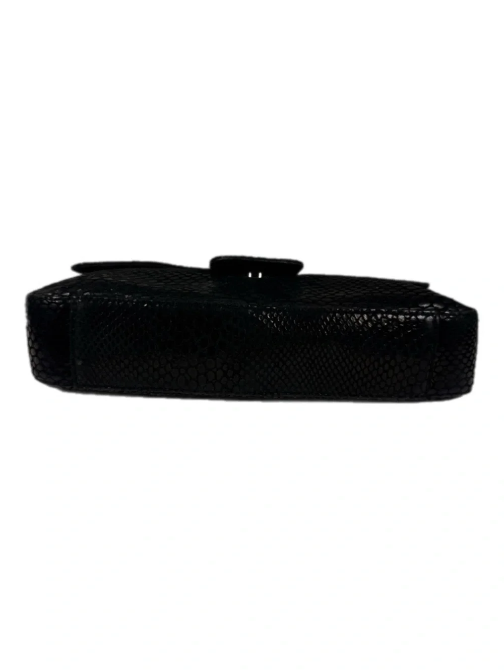 Studio Imports | Textured Black Shoulder Bag Flap Closure Snakeskin print